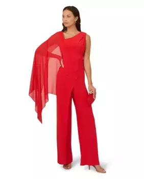 Асимметричный трикотажный комбинезон Adrianna Papell, красный