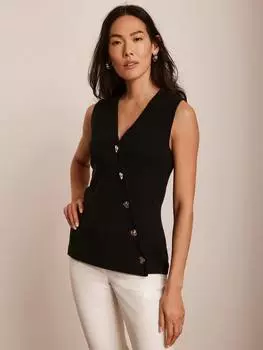 Асимметричный вязаный жилет Mint Velvet, черный