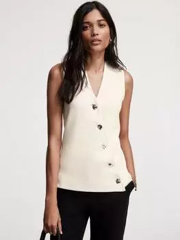 Асимметричный вязаный жилет Mint Velvet, цвет White Ivory