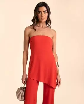 Асимметричный женский топ без бретелек The-Are, коралловый