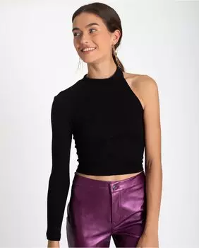 Асимметричный женский топ с воротником-хомутом The-Are, черный