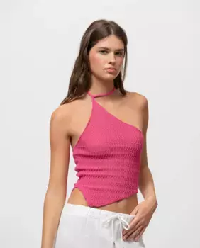 Асимметричный женский топ с воротником-стойкой Noon, розовый