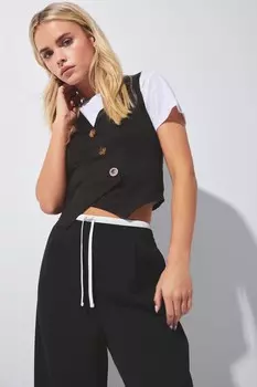 Асимметричный жилет на пуговицах Pixiegirl Petite, черный