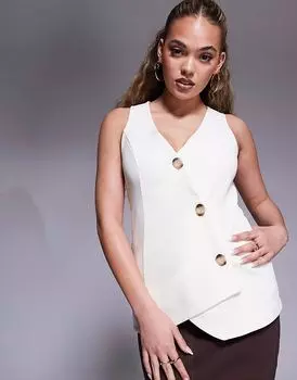 Асимметричный жилет River Island кремового цвета