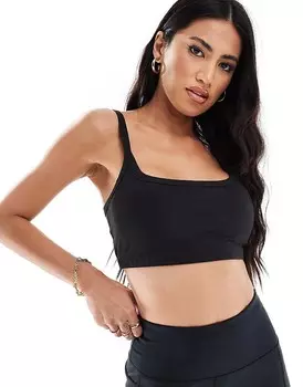 ASOS – 4505 – Черный спортивный бюстгальтер из мягкой ткани средней поддержки со съемными подушечками