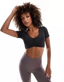ASOS 4505 – черный топ со сборкой спереди