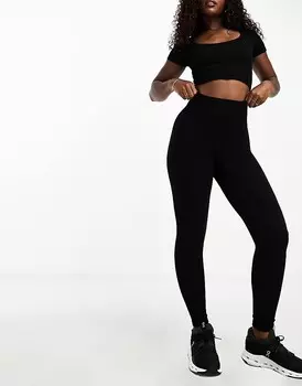 ASOS 4505 – Icon – Черная бесшовная футболка в рубчик с круглым вырезом