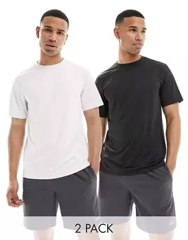 ASOS 4505 – Icon – Комплект быстросохнущих спортивных футболок из двух черно-белых цветов =f
