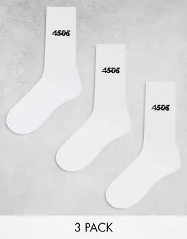 ASOS 4505 – Icon – Набор из 3 антибактериальных спортивных носков белого цвета =