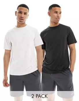 ASOS 4505 – Комплект из 2 быстросохнущих спортивных футболок черно-белого цвета