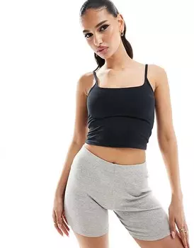 ASOS 4505 – Мягкая черная майка на тонких бретельках и встроенный бюстгальтер