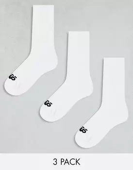 ASOS 4505 – Набор из трех белых носков для бега с резинкой внизу и антибактериальной отделкой