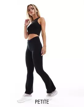 ASOS 4505 Petite – Черные леггинсы узкого кроя с мягкой отделкой и поясом на запахе