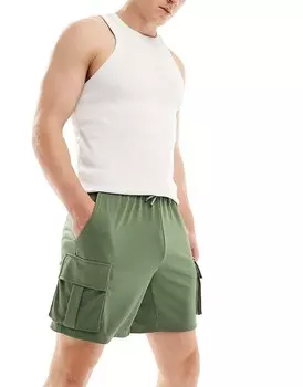 ASOS 4505 – спортивные шорты из джерси с карманами-карго цвета хаки