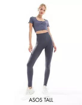ASOS 4505 Tall – темно-синие бесшовные спортивные леггинсы с завышенной талией