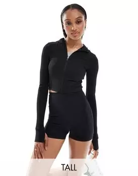 ASOS 4505 Tall – укороченное худи черного цвета в рубчик