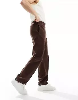 ASOS – элегантные брюки прямого кроя коричневого цвета из смеси льна