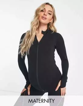 ASOS Бесшовный тренировочный топ на молнии с длинными рукавами для беременных