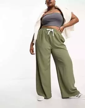 ASOS Curve Брюки цвета хаки с контрастной вставкой Curve