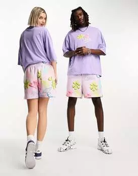ASOS Daysocial — яркие шорты свободного кроя с принтами по всей поверхности, входят в комплект