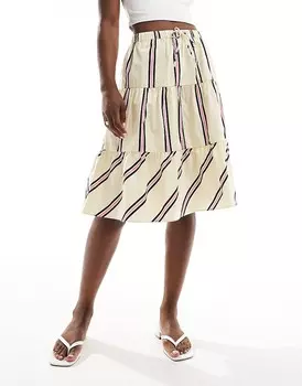 ASOS DESIGN 2013 Юбка длиной до колена Layer 3 с тремя розовыми полосками