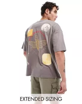 ASOS DESIGN 2013 Коричневая футболка оверсайз с абстрактными принтами в 3 разных цветах