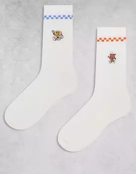 ASOS DESIGN 2 пары носков с изображением персонажей фастфуда цвета экрю