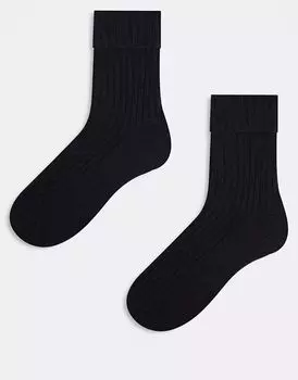 ASOS DESIGN 2 пары шерстяных носков черного цвета