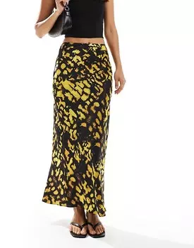 ASOS DESIGN 3 атласная юбка миди с черным мазком