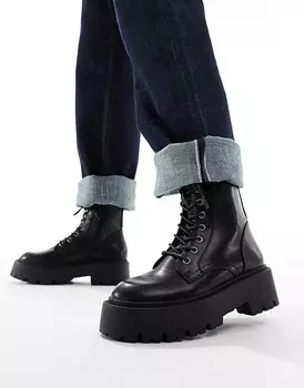 ASOS DESIGN – Adventure – черные туфли на шнуровке на толстой подошве