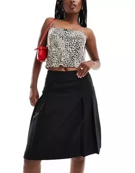 ASOS DESIGN – элегантная черная юбка миди длиной до колена со складками