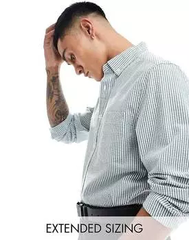 ASOS DESIGN – элегантная фактурная рубашка из жатого хлопка с зелеными полосками