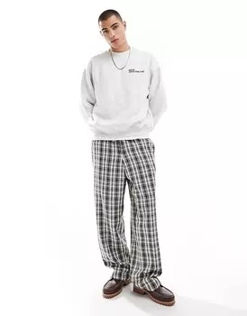 ASOS DESIGN – элегантные брюки без застежек в черную клетку широкого кроя