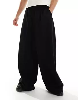 ASOS DESIGN – элегантные черные брюки с очень широкими штанинами и складками спереди