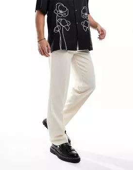 ASOS DESIGN – элегантные фактурные брюки прямого кроя каменно-бежевого цвета