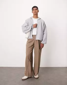 ASOS DESIGN – элегантные коричневые брюки свободного кроя со складками спереди