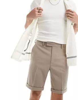 ASOS DESIGN – элегантные прямые шорты каменно-бежевого цвета