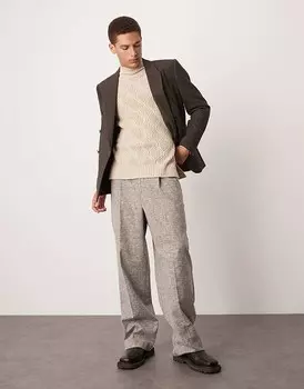 ASOS DESIGN – элегантные широкие брюки светло-серого меланжа