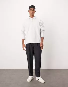 ASOS DESIGN – элегантные зауженные темно-синие брюки оверсайз в тонкую полоску