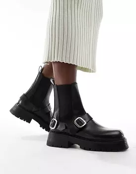 ASOS DESIGN – Arena – Черные кожаные ботинки челси с декоративными ремешками