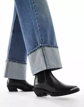 ASOS DESIGN – Aruba – Черные ковбойские сапоги на плоской подошве с отрезанным носком