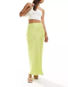 ASOS DESIGN – Асимметричная атласная юбка миди лимонно-желтого цвета