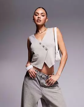 ASOS DESIGN асимметричный жилет-топ в каменном цвете