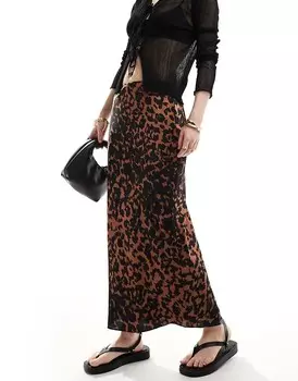 ASOS DESIGN – Атласная юбка миди асимметричного кроя с животным принтом
