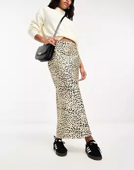 ASOS DESIGN – Атласная юбка миди с леопардовым принтом Bias