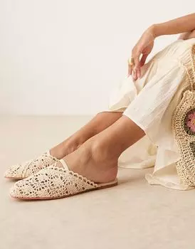 ASOS DESIGN балетки Lilo с бантом и кремовой вышивкой