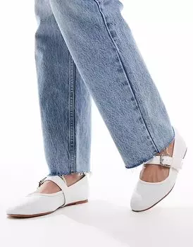 ASOS DESIGN балетки Lou mary jane белого цвета