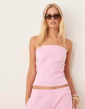 ASOS DESIGN бандо из ткани интерлок с отделкой швом розового цвета