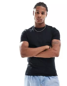 ASOS DESIGN – Базовая черная футболка облегающего кроя