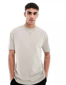 ASOS DESIGN Базовая футболка свободного кроя из ткани плотностью 240 г/м2 каменно-бежевого цвета